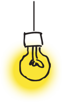 Illustrated graphic of a lit light bulb